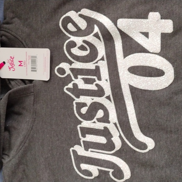 Justice Graphic Hoodie Glitter Branded Fleece. M(10) - Picture 9 of 15